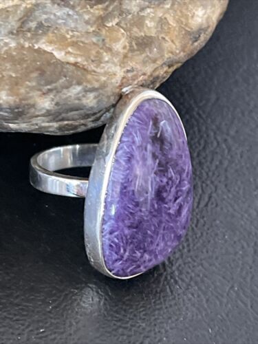 Men's Navajo Purple Charoite Ring | Sterling Silver | Sz 8 Adjustable | Authentic Native American Handmade | 10574