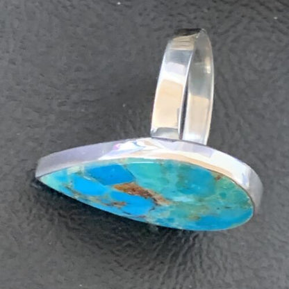 Navajo Blue Kingman Turquoise Ring | Sterling Silver | Sz 8 | Authentic Native American Handmade | 12792