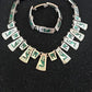 Navajo Old Pawn Sterling Silver Necklace Bracelet Set | Chip Inlay Turquoise | Authentic Native American Jewelry | 11857