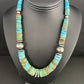Navajo Sterling Silver Necklace with Southwestern Blue Green Turquoise | 20" | Graduated | Authentic Native American Jewelry