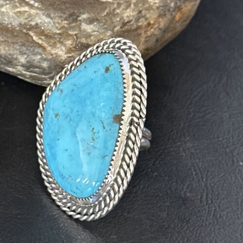 Native American Sterling Silver Blue Kingman Turquoise Ring | Sz 9 | 14550