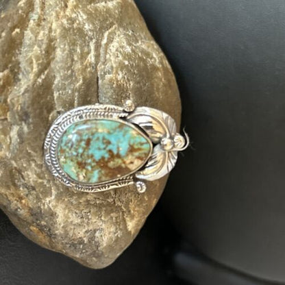 Navajo Blue Turquoise Ring | Sterling Silver | Sz 9 | Authentic Native American Handmade | 14288