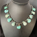 Navajo Pearls Blue Turquoise Teardrop Necklace | Sterling Silver | 20" | Authentic Native American Handmade | 13429