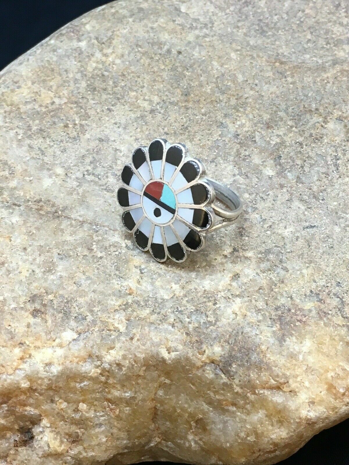 Zuni Native American Inlay Turquoise Squash Blossom Necklace Set | Sterling Silver | 2520