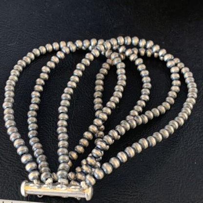 Native American Navajo Pearls Bracelet | Sterling Silver | 4-Strand | Authentic Handmade | 13586