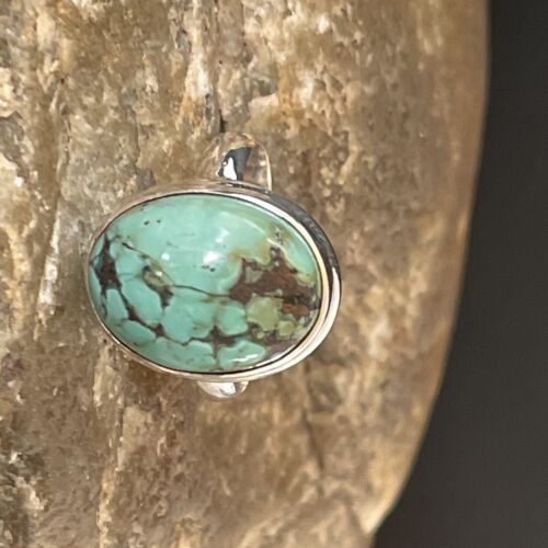 Navajo Spiderweb Blue Turquoise Ring | Sterling Silver | Sz 6.5 | Authentic Native American Handmade | 11439
