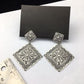 Native American Navajo Stamped Earrings Set | Sterling Silver | 2.75" | 1704
