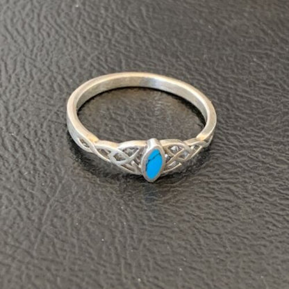 Southwestern Old Pawn Navajo Blue Turquoise Ring | Sterling Silver | Sz 7 | 10876