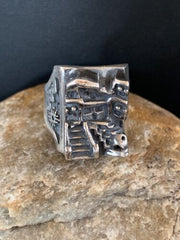 Native American Pueblo Cast Sterling Silver Ring | Sz 10 | 13476