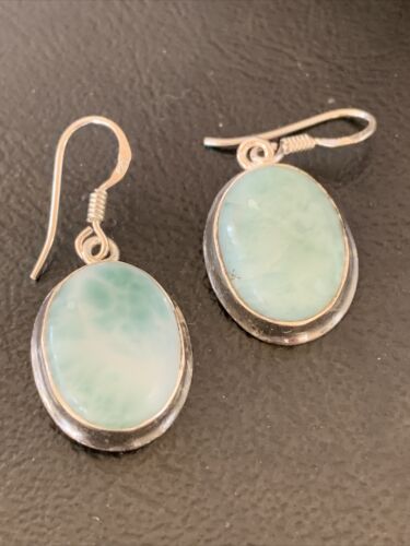 Navajo Blue Larimar Dangle Earrings | Sterling Silver Beads | Authentic Native American Handmade | 1613