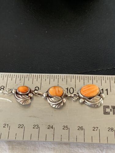 Navajo Orange Spiny Oyster Dangle Earrings | Sterling Silver | Authentic Native American Handmade | 1226