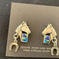 Navajo Blue Lapis & Turquoise Horse Inlay Earrings | Sterling Silver | 1" | Authentic Native American Handmade | 1514