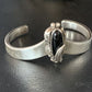 Navajo Black Onyx Cuff Bracelet | Sterling Silver | Authentic Native American Handmade | 13561