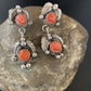 Navajo Red Spiny Oyster Dangle Earrings | Sterling Silver | Authentic Native American Handmade | 2059