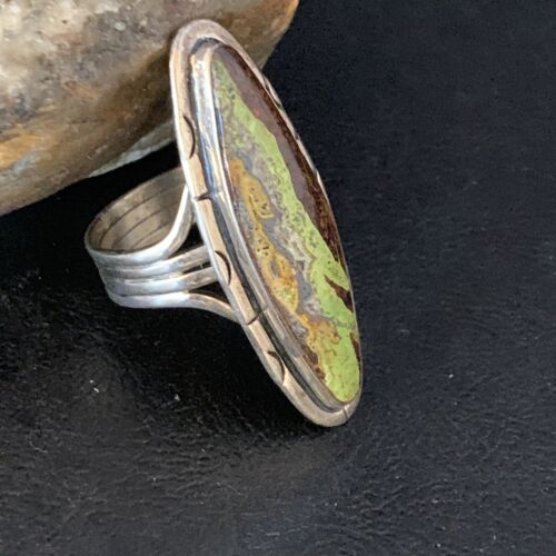 Navajo Green Gaspeite Ring | Sterling Silver | Sz 11 | Authentic Native American Handmade | 13859