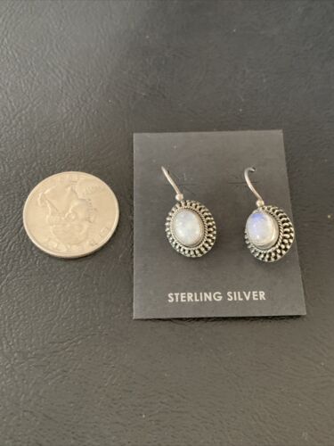 Navajo White Quartz Dangle Earrings | Sterling Silver | 1" | Authentic Native American Handmade | 13042