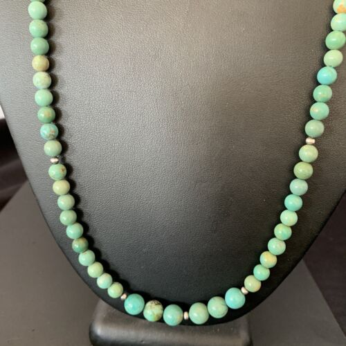 Navajo Royston Green Turquoise Shell Heishi Necklace | Sterling Silver | 23" | Authentic Native American Handmade | 10918