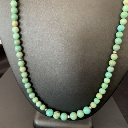 Navajo Royston Green Turquoise Shell Heishi Necklace | Sterling Silver | 23" | Authentic Native American Handmade | 10918