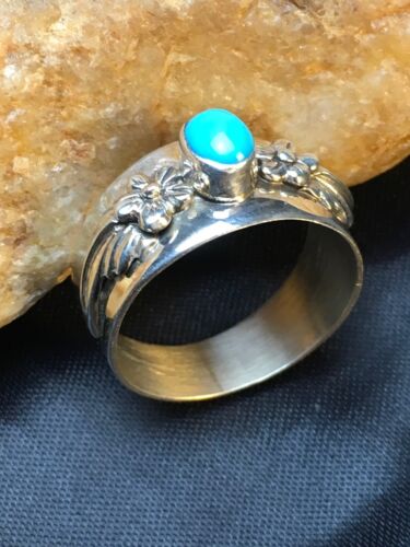 Native American Blue Turquoise Navajo Ring | Sterling Silver | Sz 5.75 | 4454