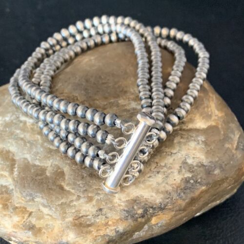 Native American Navajo Pearls Bracelet | Sterling Silver | 4-Strand | Authentic Handmade | 13586
