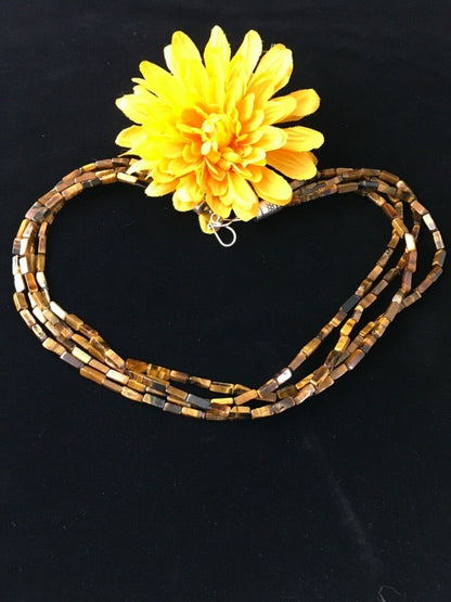 Navajo Tigers Eye Spiny Multi-Color Turquoise Sterling Necklace 19" | Handmade Jewelry | 1789