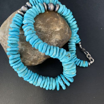 Navajo Graduated Turquoise Necklace | Sterling Silver | Authentic Native American | 21" | 13950