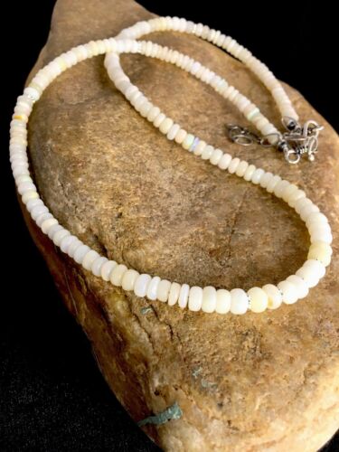 Native American Opal Ethiopian Bead Necklace | Sterling Silver | Authentic Handmade | 18" | 8746