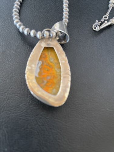Navajo Pearls Bumblebee Jasper Pendant Necklace | Sterling Silver | Authentic Native American Handmade | 10552