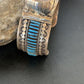 Authentic Native American Zuni Sterling Silver Watch Cuff Bracelet | Blue Turquoise Inlay Tips | 12332