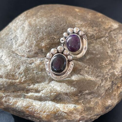 Navajo Sugilite Earrings | Sterling Silver Post Stud | Authentic Native American Handmade | 0.5" | 2067