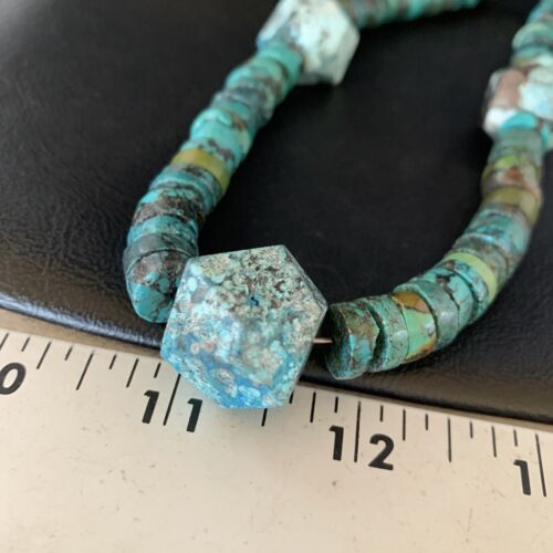 Navajo Turquoise Heishi Spiderweb Necklace | Sterling Silver | 20" | Authentic Native American Handmade | 13892
