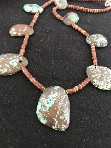 Navajo Sterling Silver Spiderweb Turquoise Bone Teardrop Pendant Necklace | Authentic Native American Handmade | 3968