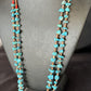 Santo Domingo Shell Turquoise Bead Pendant Jacla Necklace | 2 Strand | Pearls | Native American Handmade | 14633