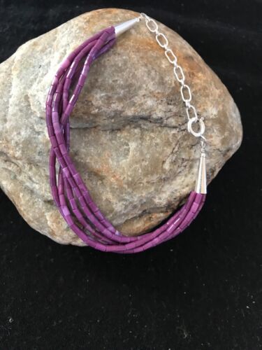 Navajo Purple Stabilized Sugilite Heishi Bracelet | Sterling Silver | 7" | 13597
