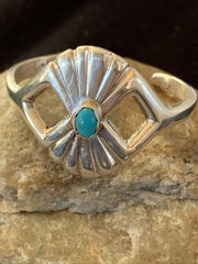 Native American Kids Navajo Blue Turquoise Bracelet | Sterling Silver | 01158