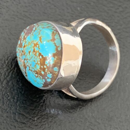 Native American Men's Classic Navajo Blue Turquoise #8 Ring | Sterling Silver | Sz 8 | 01826