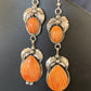Navajo Orange Spiny Oyster Dangle Earrings | Sterling Silver | Authentic Native American Handmade | 12201