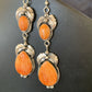 Navajo Orange Spiny Oyster Dangle Earrings | Sterling Silver | Authentic Native American Handmade | 12201