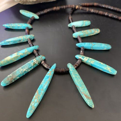 Navajo Blue Jasper Choker Necklace | Sterling Silver Shell Bead | 20" | Authentic Native American Handmade | 11463