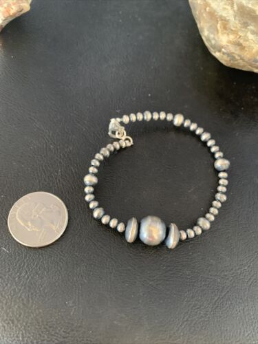 Southwestern Navajo Pearls Bead Bracelet | Sterling Silver | 8" | Authentic Native American Handmade | 14187