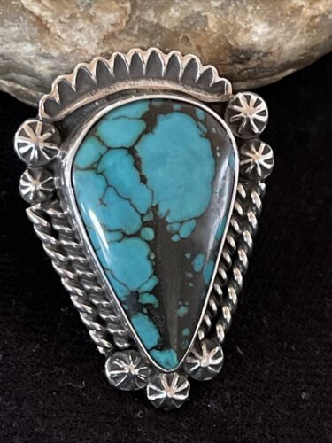 Navajo Blue Spiderweb Turquoise Ring | Sterling Silver | Sz 6.5 | Authentic Native American Handmade | 1065