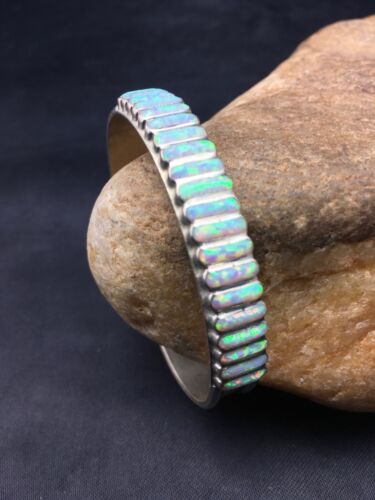 Native American Zuni Opal Bracelet | Sterling Silver | Authentic Handmade | 4393