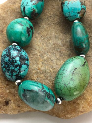Navajo Chunky Turquoise Necklace | Sterling Silver | 20" | Authentic Native American Handmade | 2963