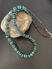 Navajo Pearl Spiderweb Blue Turquoise Shell Necklace | Sterling Silver | 26" | Authentic Native American Handmade | 12539