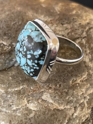 Navajo Blue Spiderweb Turquoise Ring | Sterling Silver | Sz 5 | Authentic Native American Handmade | 10305