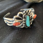 Men's Navajo Kingman Turquoise & Spiny Oyster Bracelet | Sterling Silver | Authentic Native American Handmade | 01031