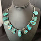 Southwestern Navajo Pearls Necklace | Sterling Silver Blue Turquoise Teardrop | 13151