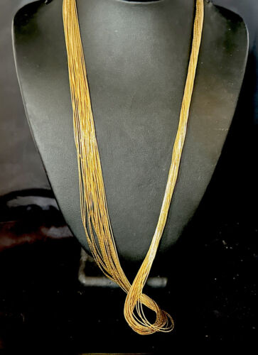 Southwestern Liquid Gold Heishi Necklace | 30 Strands | Sterling Silver Tubes | 30" | 14711