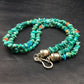 Navajo Blue Turquoise Nugget Bead Necklace | 2 Strand | Sterling Silver | 17" | Authentic Native American Handmade | 4490