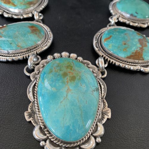 Navajo Royston Turquoise Choker Necklace | Sterling Silver | Authentic Native American Handmade | 11600